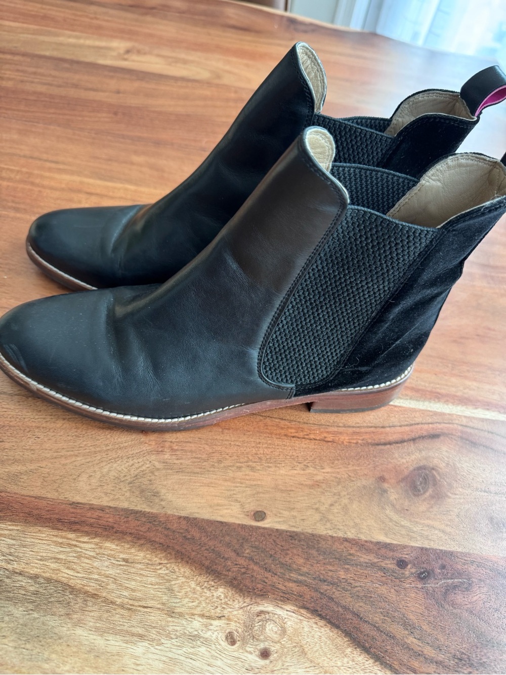Black Leather Chelsea Ankle Boots - Women